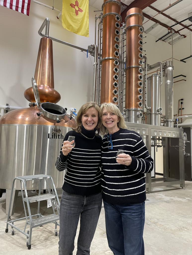 Kim Martin and Catherine Faulconer in the New Mexico distillery where Queen Bee Osmia Vodka is produced. 
